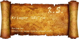 Krieger Sára névjegykártya