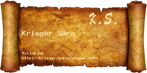 Krieger Sára névjegykártya